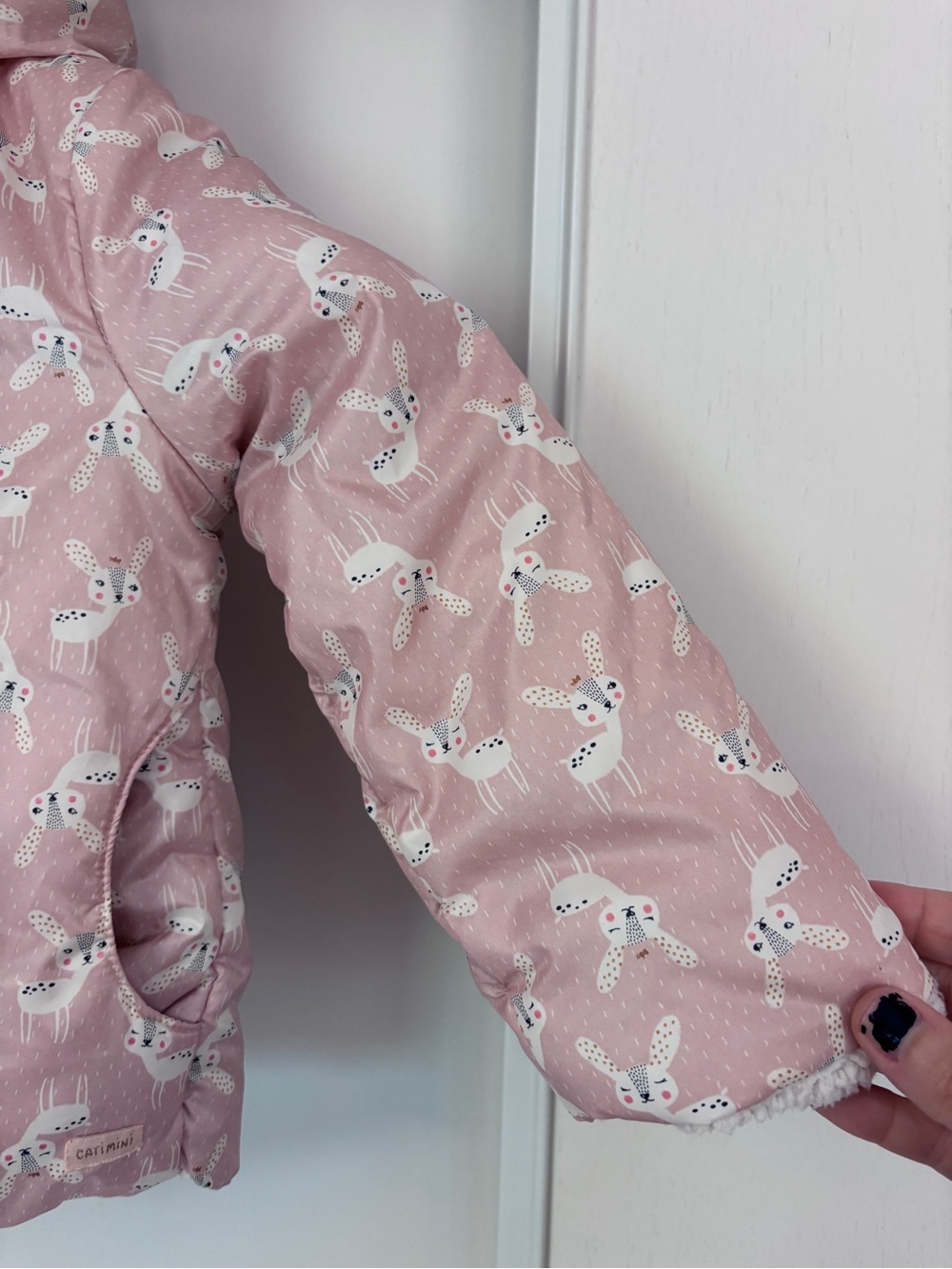 Catimini Cottagecore Jacket Size 3T Deer Prince Sherpa Lined Ears on Hooded Logo - Picture 3 of 13